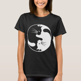 Schwarz-weißer Cat Yin und Yang T - Shirt für Fr