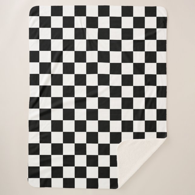 Schwarz-weißer Checked Checked Checked Karo Sherpadecke (Vorderseite)