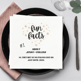 Schwarz-weißer Chic Moderne Fun Facts Hearts Weddi Serviette