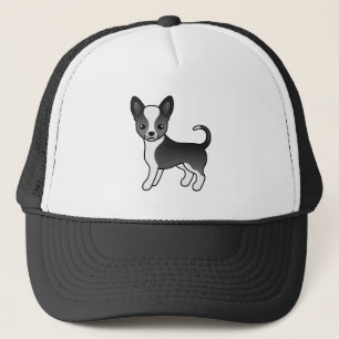 Schwarz-weißer Chihuahua mit glattem Fell als Cart Truckerkappe