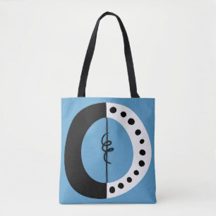 Schwarz-weißer Chunkonring und Blue Tote Bag