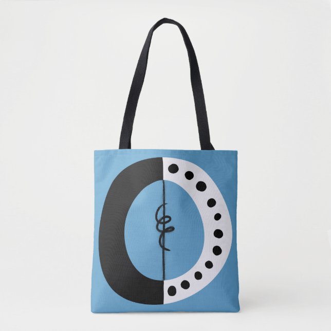 Schwarz-weißer Chunkonring und Blue Tote Bag (Vorderseite)