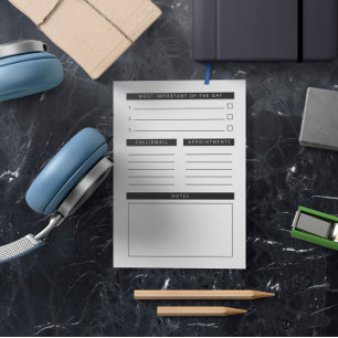 Schwarz-weißer Clean Daily Planer Post-it Klebezettel