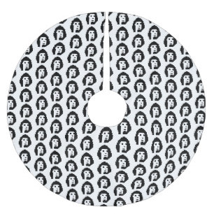 Schwarz weißer Cryptopunk Polyester Weihnachtsbaumdecke