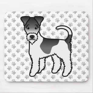 Schwarz-weißer Draht-Fuchs-Terrier Süßer Cartoon-H Mousepad