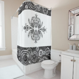 Schwarz-weißer Duschvorhang