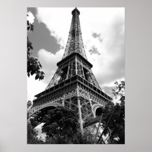 Schwarz-weißer Eiffelturm in Paris Poster