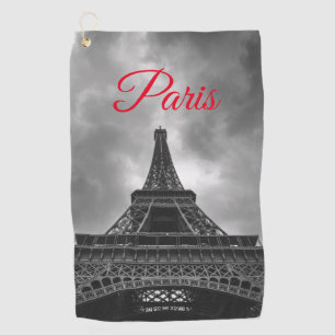 Schwarz-weißer Eiffelturm Paris - Europa Golfhandtuch