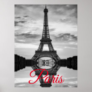 Schwarz-weißer Eiffelturm Paris - Europa Poster