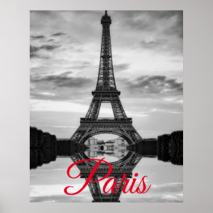 Schwarz-weißer Eiffelturm Paris - Europa Poster