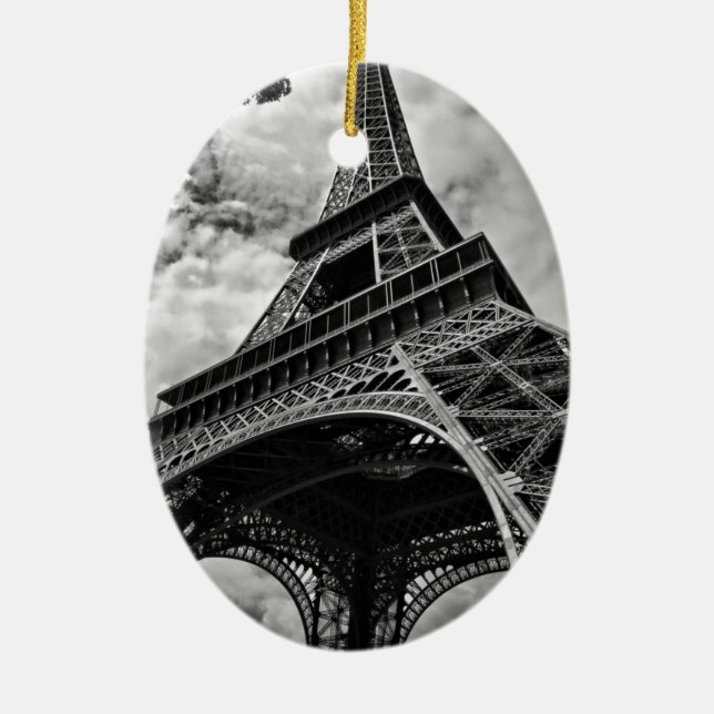 Schwarz-weißer Eiffelturm Paris Europa Reisen Keramik Ornament (Vorne)