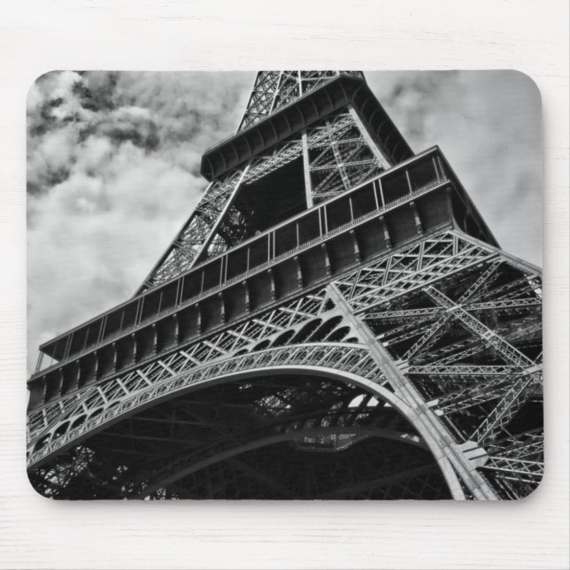 Schwarz-weißer Eiffelturm Paris Europa Reisen Mousepad (Vorne)