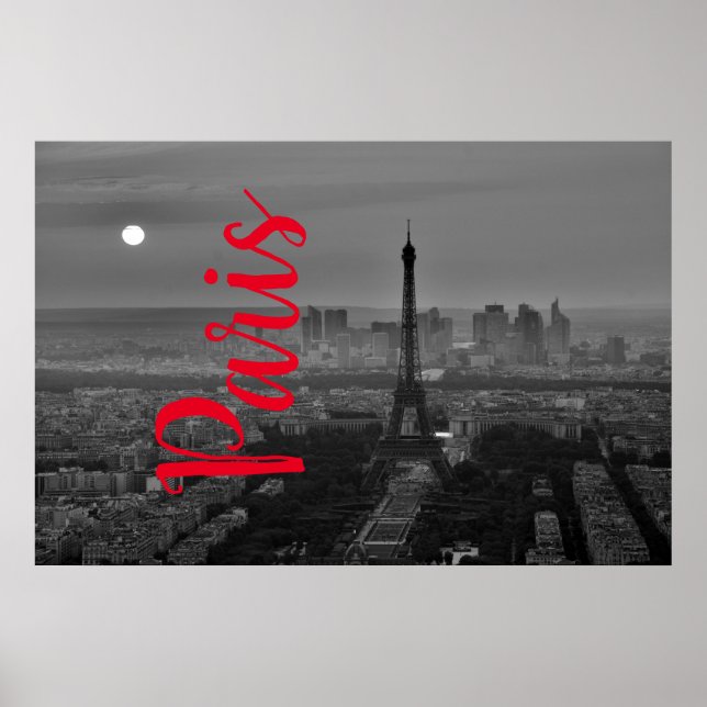 Schwarz-weißer Eiffelturm Paris Europa Reisen Poster (Vorne)