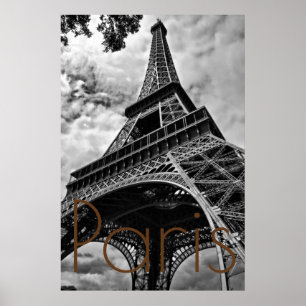 Schwarz-weißer Eiffelturm Paris Europa Reisen Poster