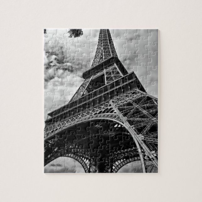 Schwarz-weißer Eiffelturm Paris Europa Reisen Puzzle (Vertikal)