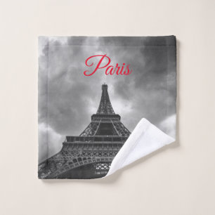 Schwarz-weißer Eiffelturm Paris - Europa Waschlappen