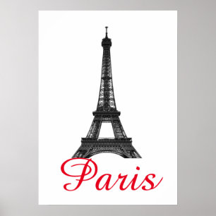 Schwarz-weißer Eiffelturm Paris Liebe Stadtrundgan Poster