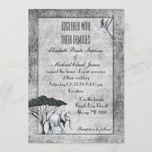 Schwarz-weißer Elefant: Matte 5" x 7" - Hochzeit Einladung