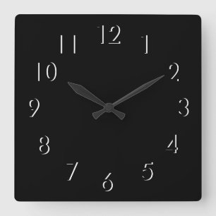 Schwarz-weißer eleganter Minimalist Quadratische Wanduhr