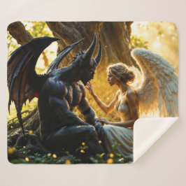 Schwarz-weißer Engeldemon, mystischer Wald Sherpadecke