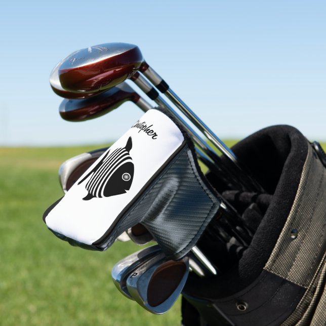 Schwarz-weißer Engelsfisch-Design Golf Headcover (In Situ)