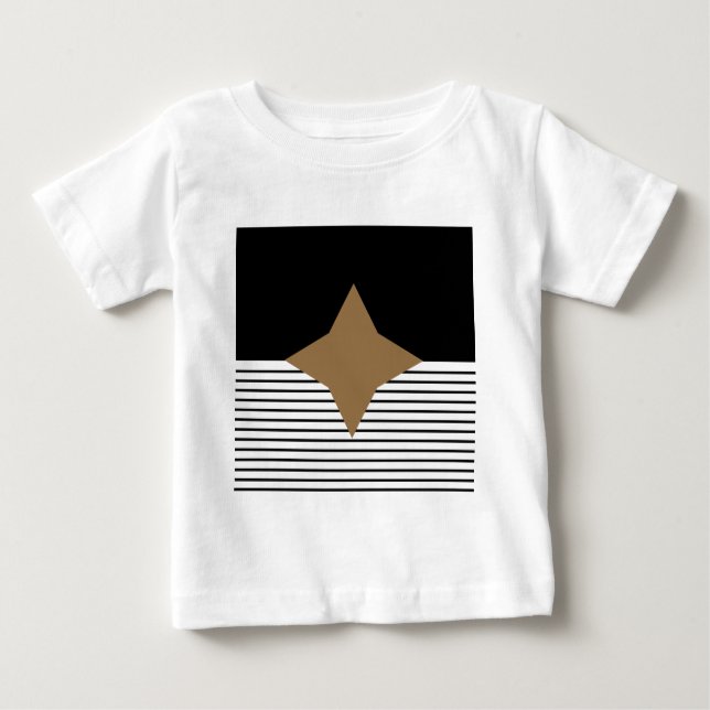 Schwarz-weißer Farbblock & Braun Diamond Baby T-shirt (Vorderseite)