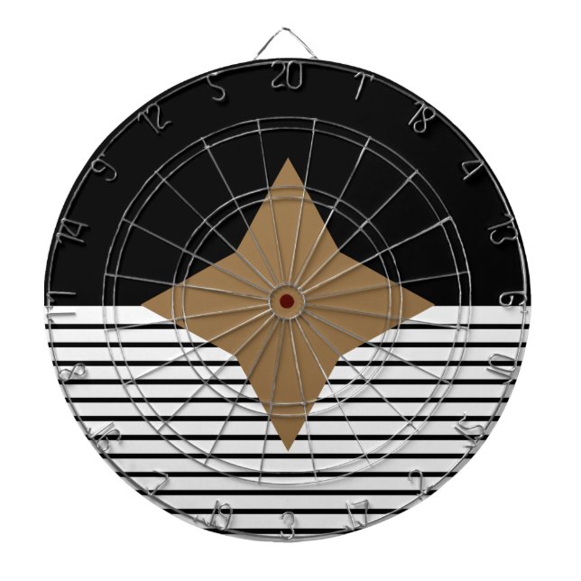 Schwarz-weißer Farbblock & Braun Diamond Dartscheibe (vorne)