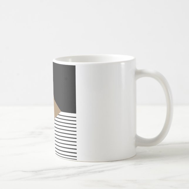 Schwarz-weißer Farbblock & Braun Diamond Kaffeetasse (Rechts)
