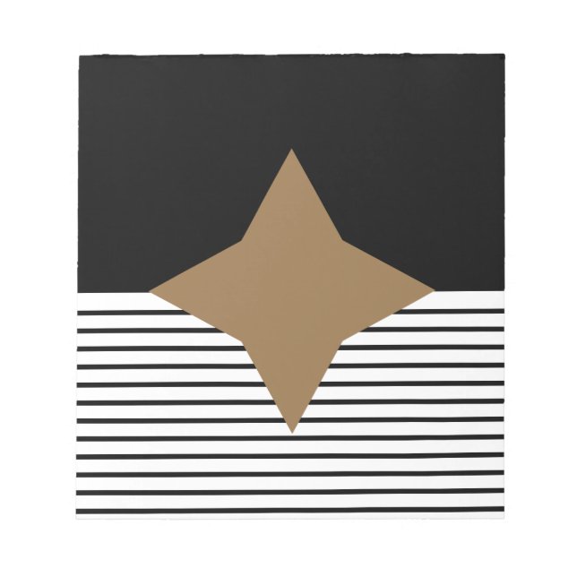 Schwarz-weißer Farbblock & Braun Diamond Notizblock (Vorderseite)