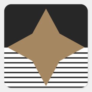 Schwarz-weißer Farbblock & Braun Diamond Quadratischer Aufkleber