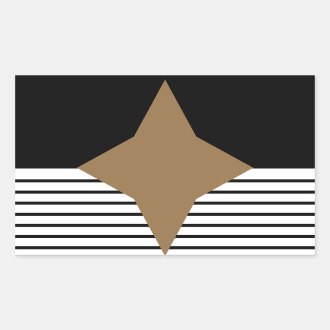 Schwarz-weißer Farbblock & Braun Diamond Rechteckiger Aufkleber (Vorderseite)