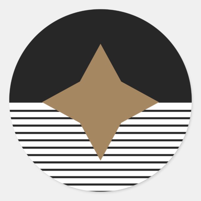 Schwarz-weißer Farbblock & Braun Diamond Runder Aufkleber (Vorderseite)