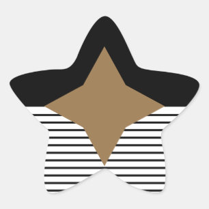 Schwarz-weißer Farbblock & Braun Diamond Stern-Aufkleber
