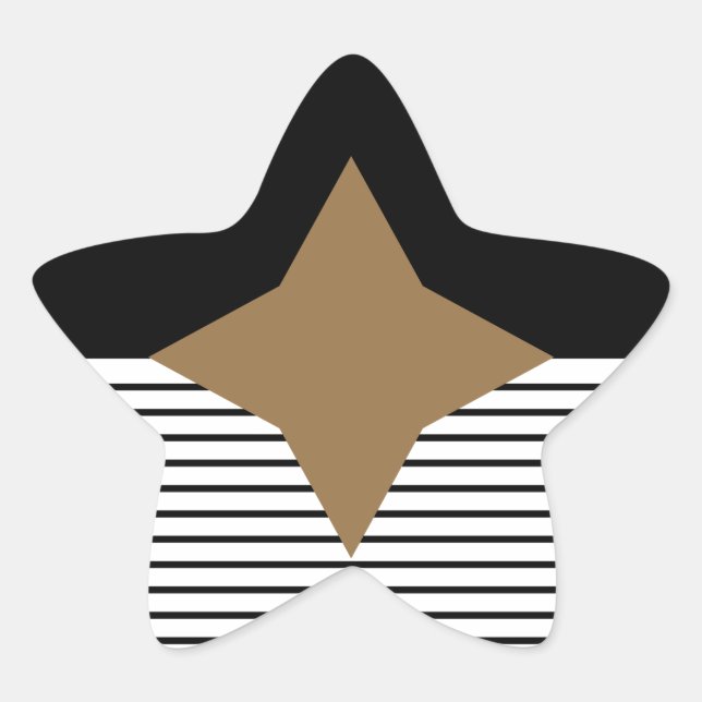 Schwarz-weißer Farbblock & Braun Diamond Stern-Aufkleber (Vorderseite)