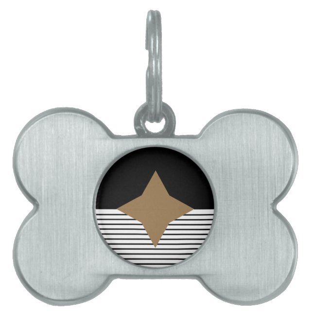 Schwarz-weißer Farbblock & Braun Diamond Tiermarke (Vorderseite)