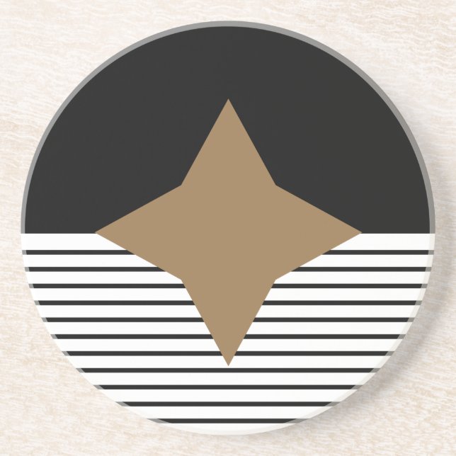 Schwarz-weißer Farbblock & Braun Diamond Untersetzer (Vorne)