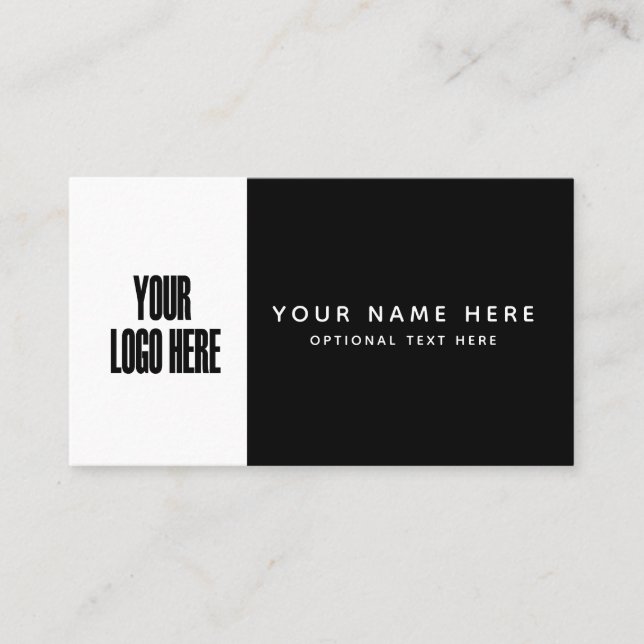 Schwarz-weißer Farbblock für  Logo Minimalistisch Visitenkarte (Vorderseite)