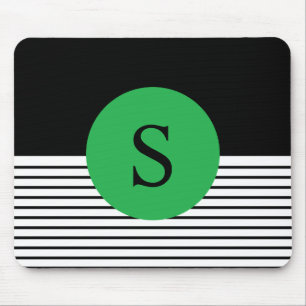 Schwarz-weißer Farbblock & grüner Kreis Mousepad