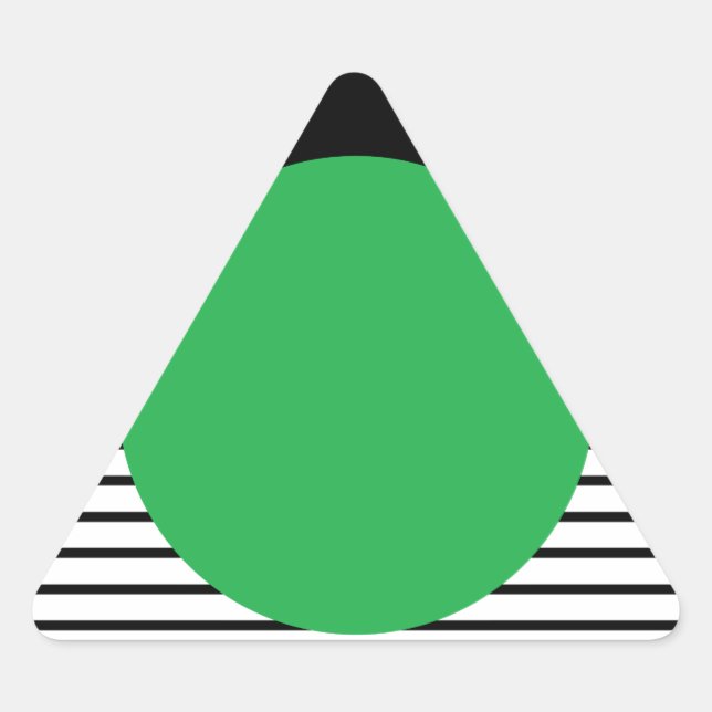 Schwarz-weißer Farbblock und grüner Kreis Dreieckiger Aufkleber (Vorderseite)