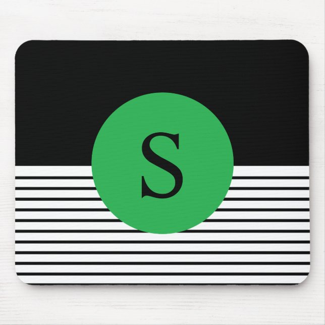 Schwarz-weißer Farbblock und grüner Kreis Mousepad (Vorne)