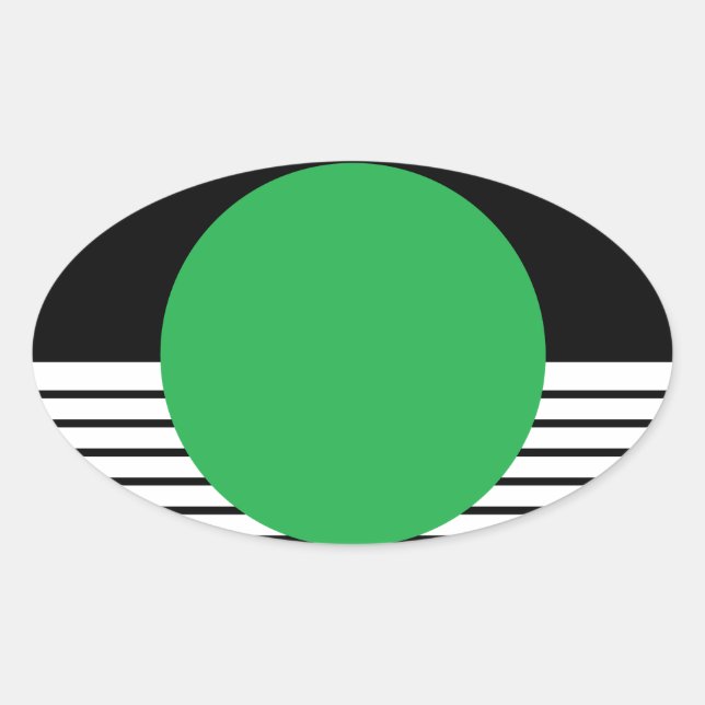 Schwarz-weißer Farbblock und grüner Kreis Ovaler Aufkleber (Vorderseite)