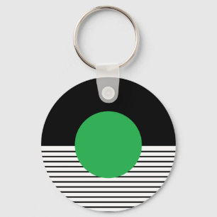 Schwarz-weißer Farbblock und grüner Kreis Schlüsselanhänger