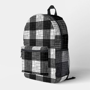 Schwarz-weißer, fett karierter Karo-Design  Bedruckter Rucksack