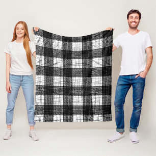 Schwarz-weißer, fetter karierter Karodesign Fleecedecke