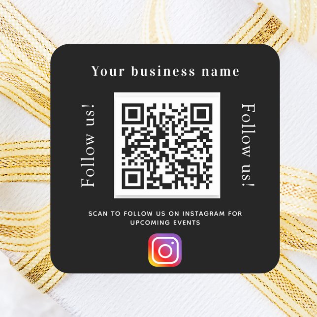 Schwarz-weißer Firmenname qr Codeinstagramm Quadratischer Aufkleber (Von Creator hochgeladen)