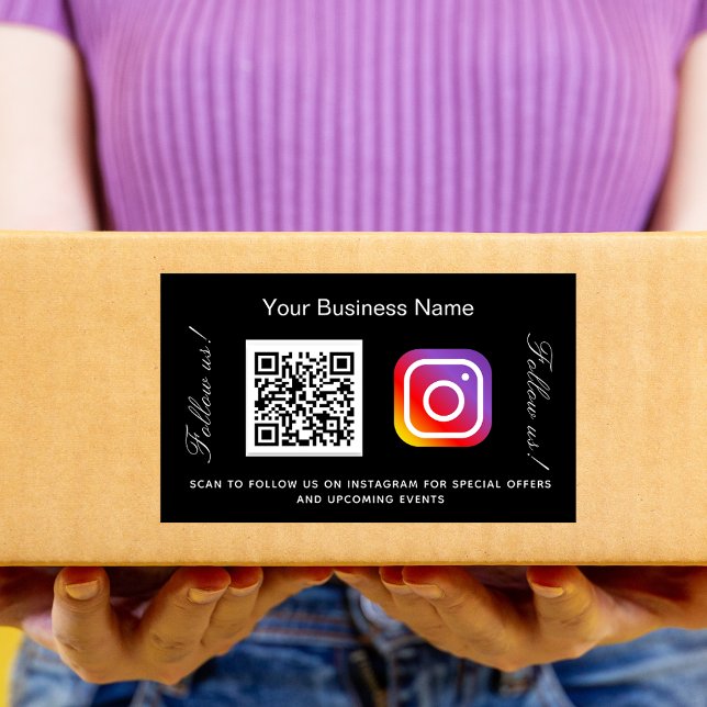 Schwarz-weißer Firmenname qr Codeinstagramm Rechteckiger Aufkleber (Von Creator hochgeladen)