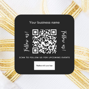 Schwarz-weißer Firmenname qr Logo Quadratischer Aufkleber