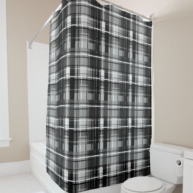 Schwarz-weißer Flannel Kariert Tartan Duschvorhang (Von Creator hochgeladen)