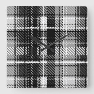 Schwarz-weißer Flannel Kariert Tartan Quadratische Wanduhr