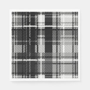 Schwarz-weißer Flannel Kariert Tartan Serviette